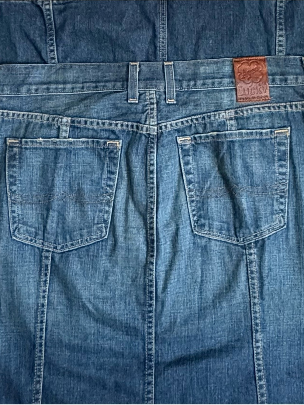 Lucky Brand Vintage Y2K Denim Maxi Skirt Destiny Made in USA Size 12/31 - Picture 5 of 14
